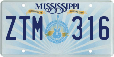 MS license plate ZTM316
