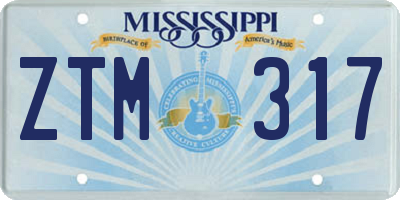 MS license plate ZTM317