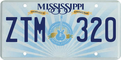 MS license plate ZTM320