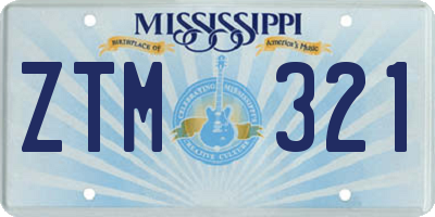 MS license plate ZTM321