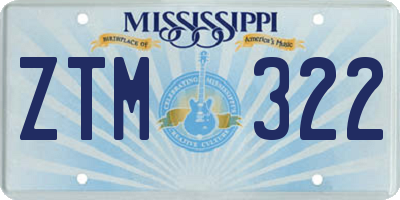 MS license plate ZTM322