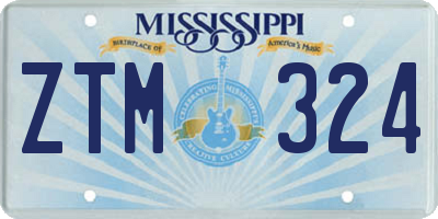 MS license plate ZTM324