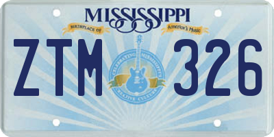 MS license plate ZTM326