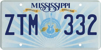 MS license plate ZTM332
