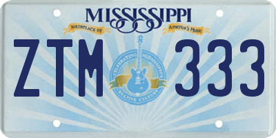 MS license plate ZTM333