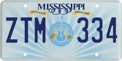 MS license plate ZTM334