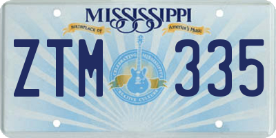 MS license plate ZTM335