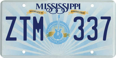 MS license plate ZTM337