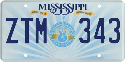 MS license plate ZTM343