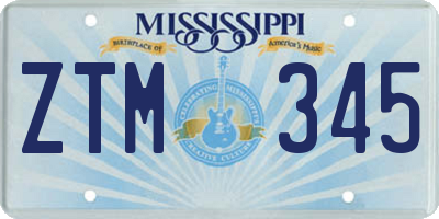 MS license plate ZTM345