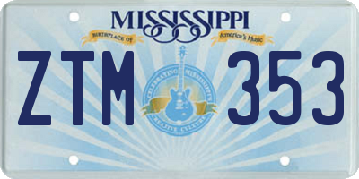 MS license plate ZTM353