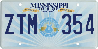 MS license plate ZTM354