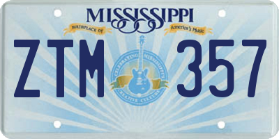 MS license plate ZTM357