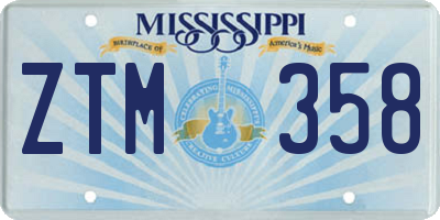 MS license plate ZTM358