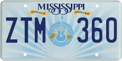 MS license plate ZTM360