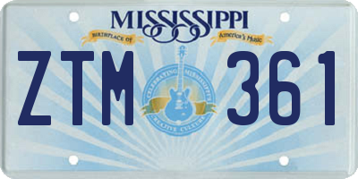 MS license plate ZTM361