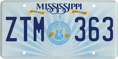 MS license plate ZTM363