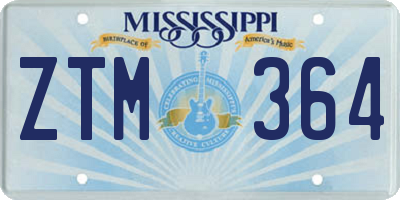 MS license plate ZTM364