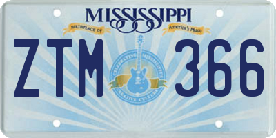 MS license plate ZTM366