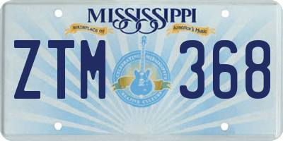 MS license plate ZTM368