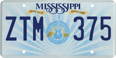 MS license plate ZTM375
