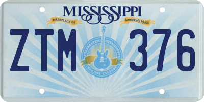 MS license plate ZTM376