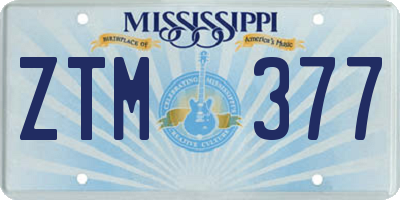 MS license plate ZTM377