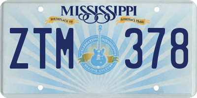 MS license plate ZTM378