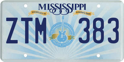 MS license plate ZTM383
