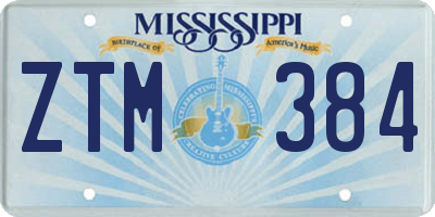MS license plate ZTM384