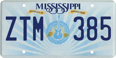 MS license plate ZTM385