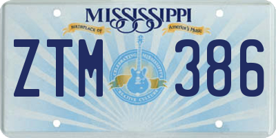 MS license plate ZTM386