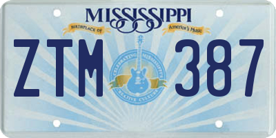 MS license plate ZTM387
