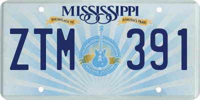 MS license plate ZTM391