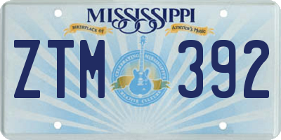 MS license plate ZTM392