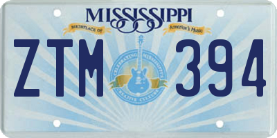MS license plate ZTM394