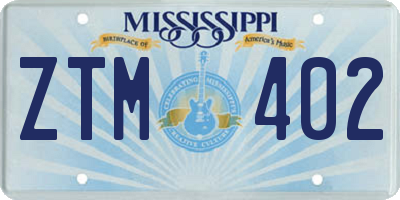MS license plate ZTM402