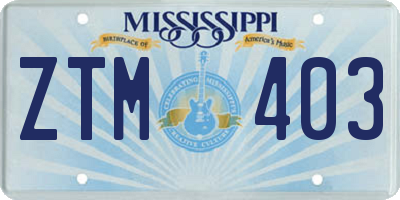 MS license plate ZTM403