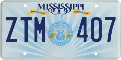 MS license plate ZTM407