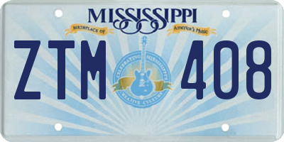 MS license plate ZTM408