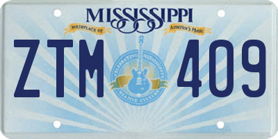 MS license plate ZTM409