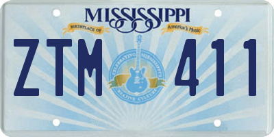 MS license plate ZTM411