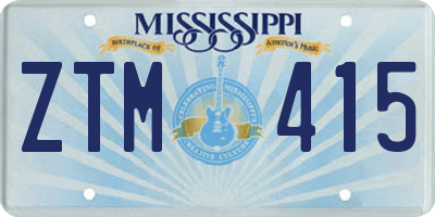 MS license plate ZTM415