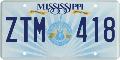 MS license plate ZTM418