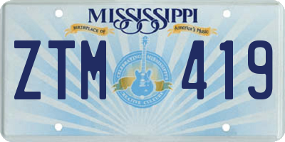 MS license plate ZTM419