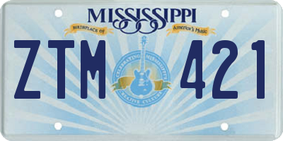 MS license plate ZTM421