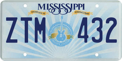 MS license plate ZTM432