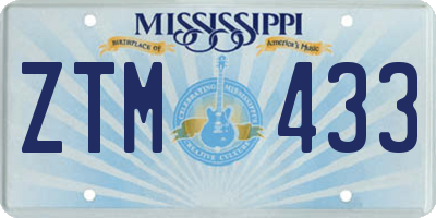 MS license plate ZTM433