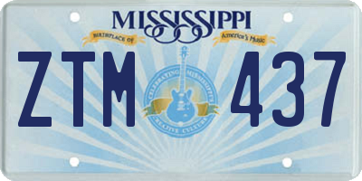 MS license plate ZTM437
