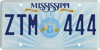 MS license plate ZTM444